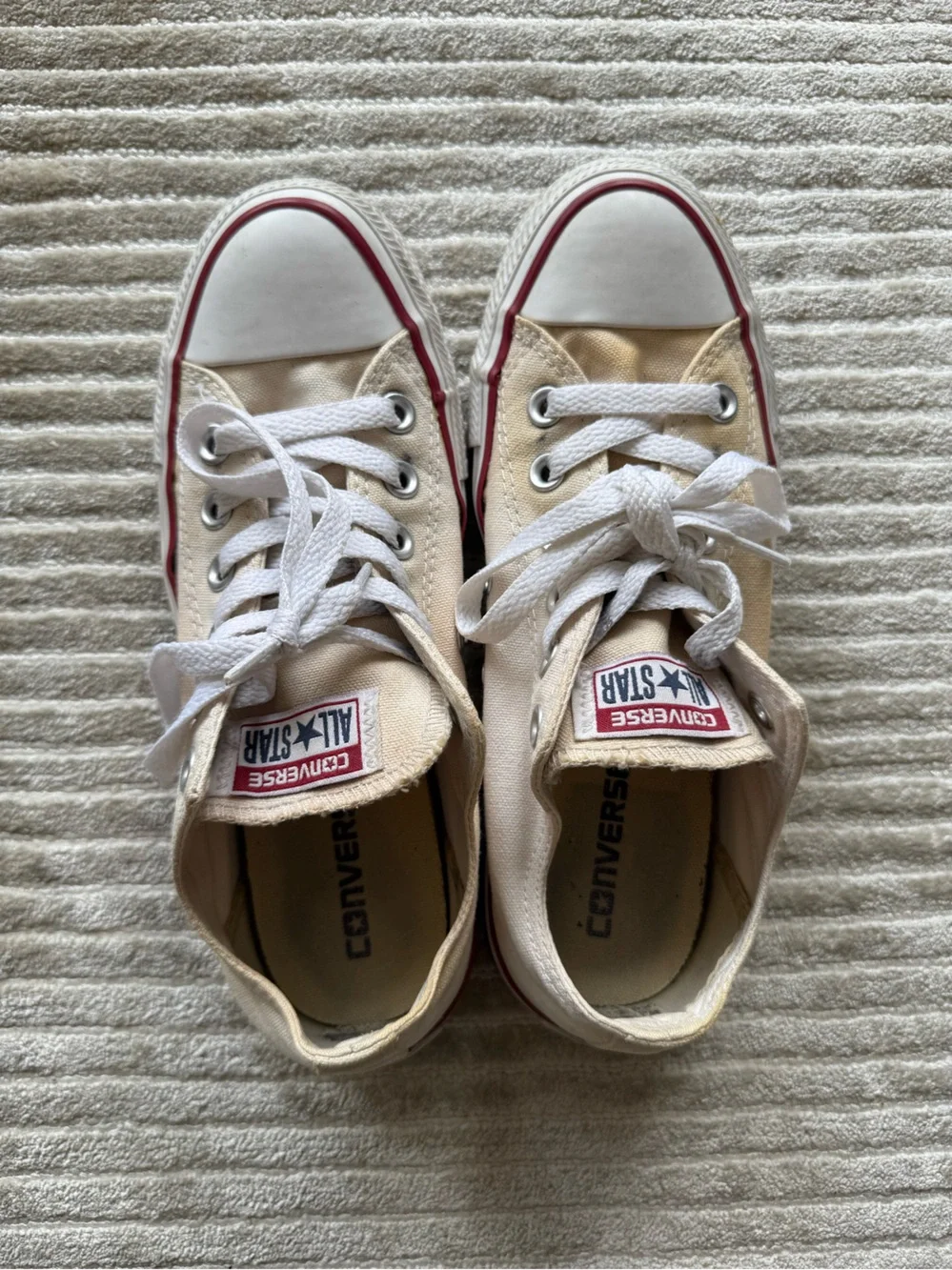 Converse Unisex Cream Canvas Low-Top Sneakers - DISCOLORED